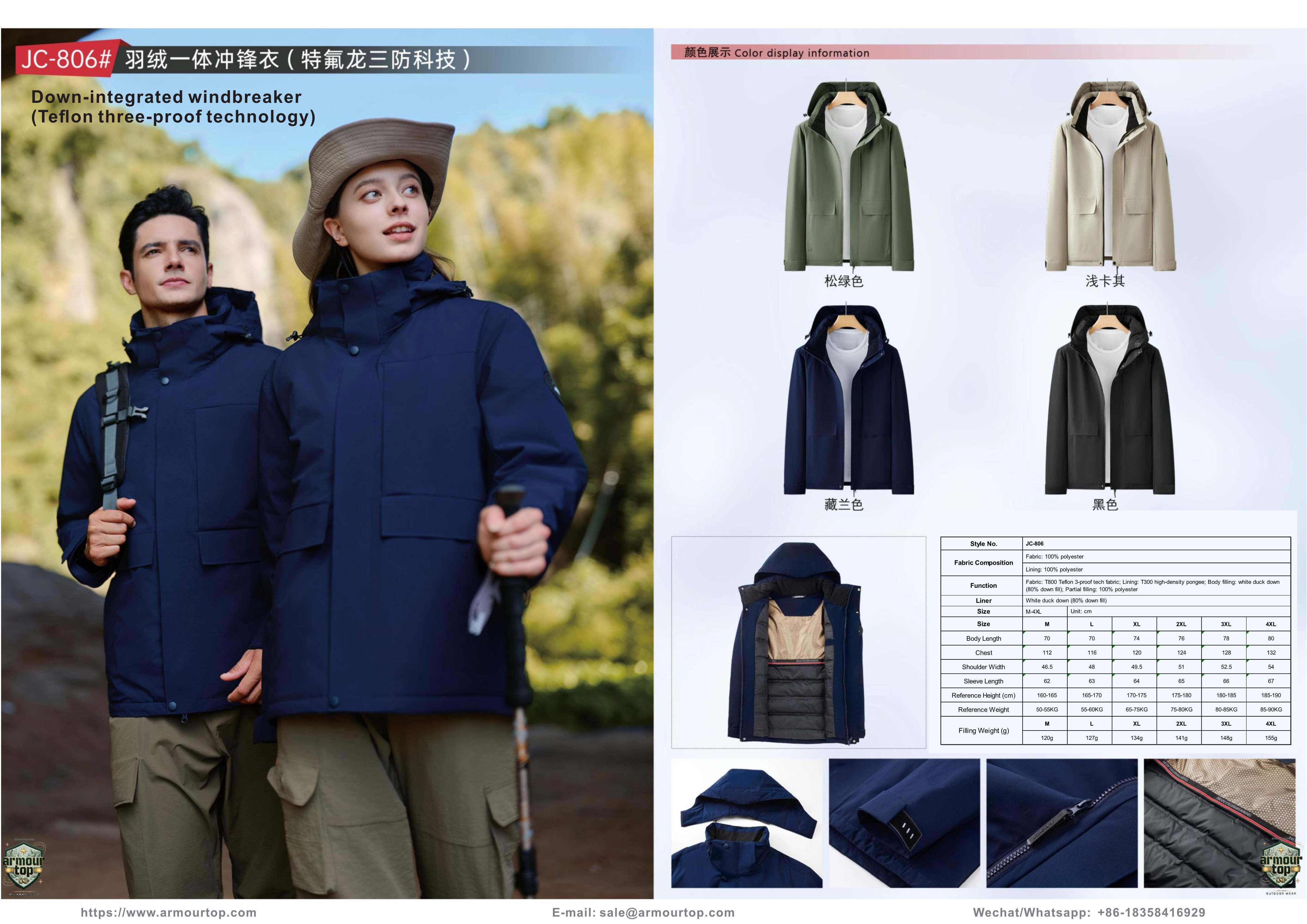 JC-806 羽绒一体风衣（特氟龙三防） 实拍图